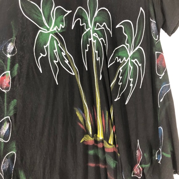 Ace Fashion Mini Dress/Tunic Top Handpainted Graphic Print of Palm Trees Flowers - Picture 5 of 9